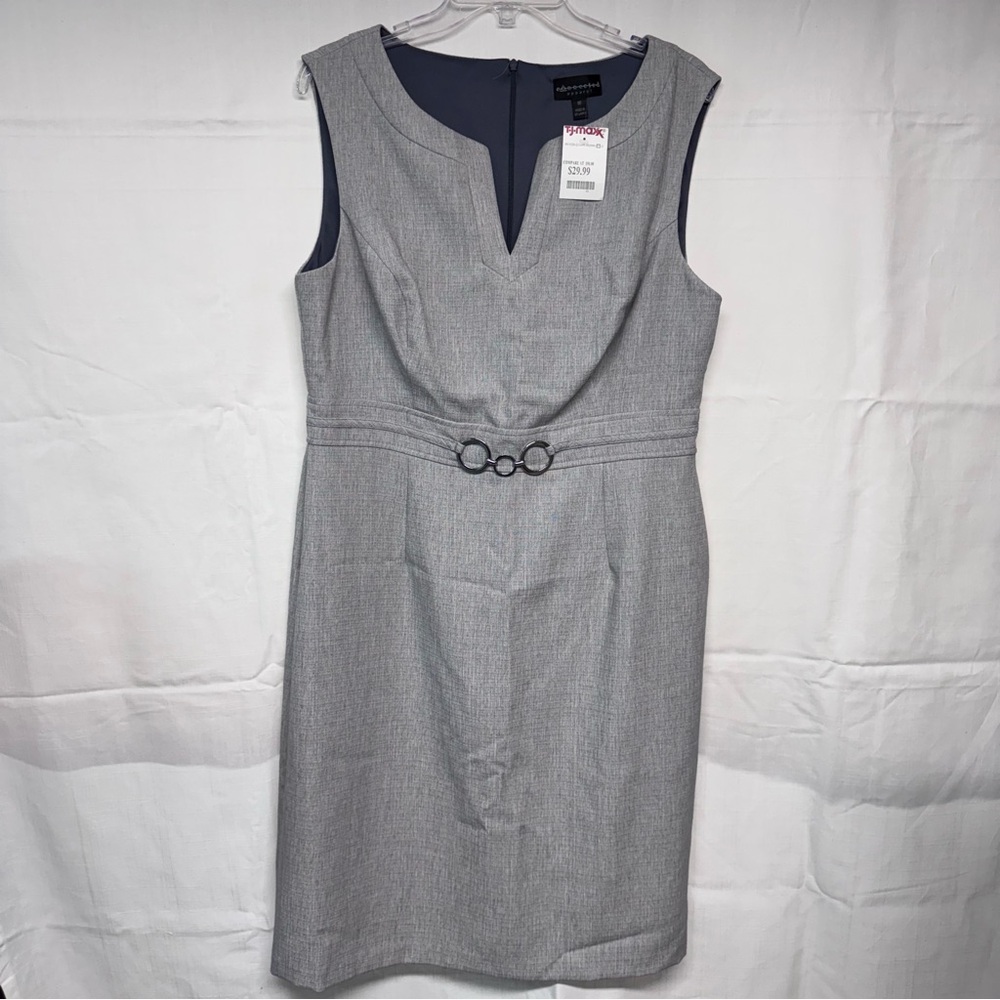 Gray Midi Dress with Belt Detail